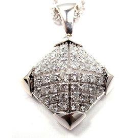 Bulgari Piramide 18K White Gold Diamond Pendant Necklace