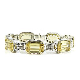 Judith Ripka Roma Sterling Silver Canary Crystal, Diamond Bracelet