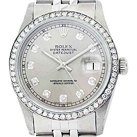 Rolex Datejust 16014 Stainless Steel &18K White Gold Grey Diamond Dial 36mm Mens Watch