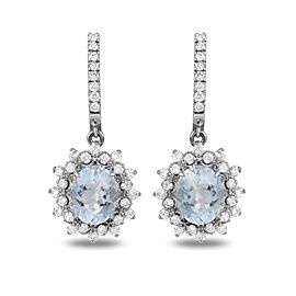 14K White Gold 8.00ct Aquamarine and 1.90ct Diamond Earrings