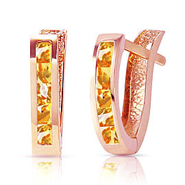 0.7 CTW 14K Solid Rose Gold Oval Huggie Earrings Citrine