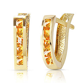 0.7 CTW 14K Solid Gold Oval Huggie Earrings Citrine