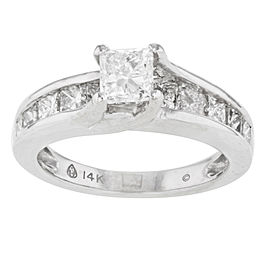 14K White Gold with 0.40ct Princess Cut Diamonds Ring Size 7