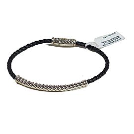 David Yurman Sterling Silver and Leather Cable Classic Bracelet