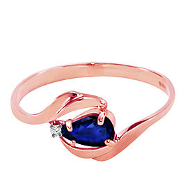 0.51 CTW 14K Solid Rose Gold Waves Sapphire Diamond Ring