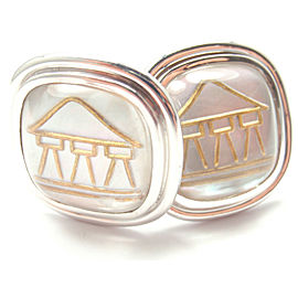 Temple St Clair 18k Yellow Gold Crystal MOP Temple Cufflinks