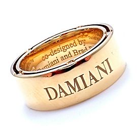 Authentic Damiani Brad Pitt 18k Yellow Gold 10 Diamond Wide Band Ring Sz 5.5