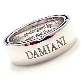 Damiani Brad Pitt 18k White Gold 10 Diamond Wide Band Ring Sz 7.5