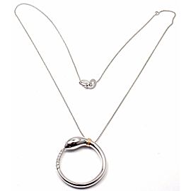 Damiani Infinito 18k White Gold Diamond Snake Pendant Necklace