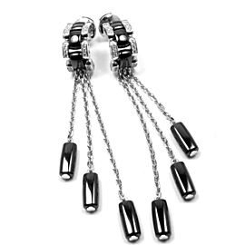 Chanel Ulta 18k White Gold Diamond Black Ceramic Drop Earrings