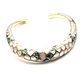 Angela Cummings 18k Gold White & Green Mother Of Pearl Snakeskin Collar Necklace