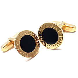 Bulgari Bvlgari 18k Yellow Gold Black Onyx Cufflinks