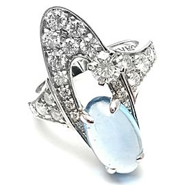 Authentic Bvlgari Bulgari Elysia 18k White Gold Diamond Blue Topaz Ring