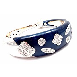 Authentic! La Nouvelle Bague 18k White Gold Diamond Enamel Bangle Bracelet