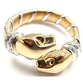 Cartier Panther Diamond Tricolor 18k Gold Band Ring