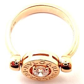 Authentic! BULGARI BVLGARI 18k Rose Gold Diamond Flip Ring