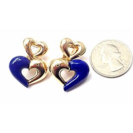 Van Cleef & Arpels 18k Yellow Gold Lapis Lazuli Heart Earrings