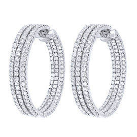 True Triple Row Diamond Hoop Earrings 8.33cts 18K White Gold