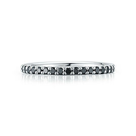 Rachel Koen Black Diamond Pave Stackable Ring 18K White Gold 0.45cts Size 6.5