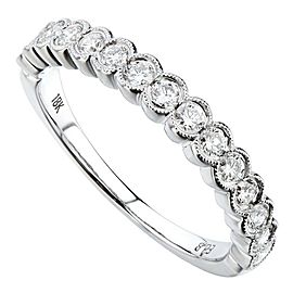 Rachel Koen 18K White Gold 0.49cts Genuine Diamond Pave Ladies Ring Size 6.5