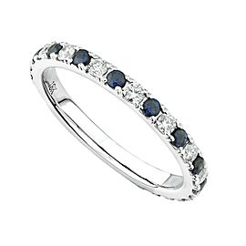 18K White Gold 0.42cts Genuine Diamond Sapphire Pave Ladies Ring Size 6.5