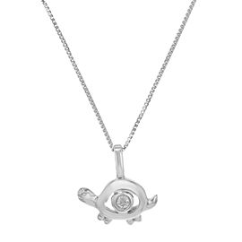 18K White Gold Diamond Turtle Pendant Necklace Bliss by Damiani 0.02 Cttw