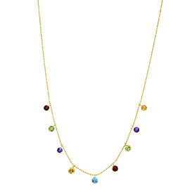 Rachel Koen Gemstone By The Yard Chain Necklace 14K Yellow Gold 18 inches