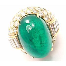 David Webb 18k Yellow Gold Diamond Large Colombian Emerald Ring AGL