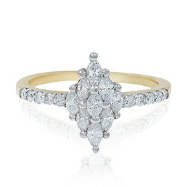 Diamond Accented Cocktail Ring Rounds 1.13 cttw 14K Yellow Gold US-7