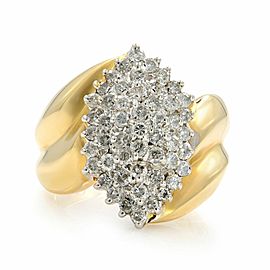 Rachel Koen Cluster Diamond Ring 14K Gold 1.30cttw Ring Size 6.5