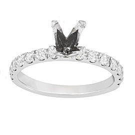 Rachel Koen 14K White Gold Diamond Accented Engagement Ring Casting 0.75 Cttw