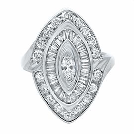 True 14K White Gold Diamond Cocktail Ring 2.00ct Size 8