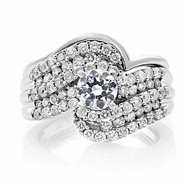 True 14K White Gold Zirconium Diamond 1 Cttw Two Piece Ring Sz7