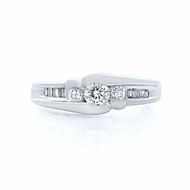 True 14K White Gold Diamond Engagement Ring 0.60cts Size 7