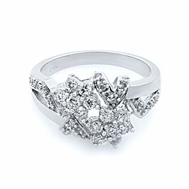 Rachel Koen 18K White Gold Diamond Cocktail Ring 0.75cts Size 7