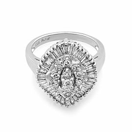 Rachel Koen 14K Round and Baguette Diamond Cocktail Ring 2.00cts Size 7