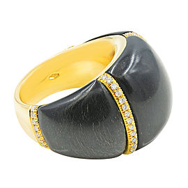 Rachel Koen Black 18k Yellow Gold Diamond 6.5 Ring