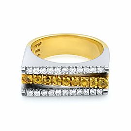 Salvini 18K Yellow White Gold Diamonds Yellow Sapphire Cocktail Ring size 7