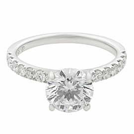 Rachel Koen 18K White Gold Round Cut Diamond Engagement Ring 1.54Ct Size 6.75