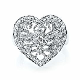 Rachel Koen 14K White Gold Diamond Heart Shaped Ladies Ring 0.50ct Size 8