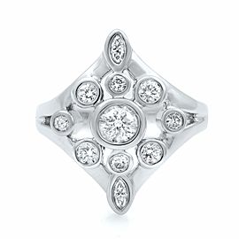 True 18K White Gold Diamond Bezel Set Ladies Cocktail Ring 1.00ct Size 7