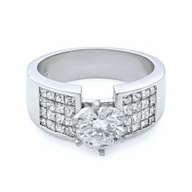 Rachel Koen 14K White Gold Round Cut Diamond Wide Engagement Ring 2.00ct Size 7