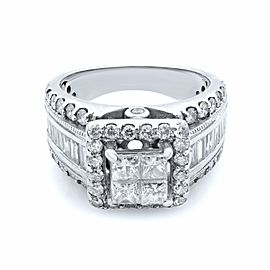 Rachel Koen 14K White Gold Princess Head Diamond Wide Engagement Ring SZ 5