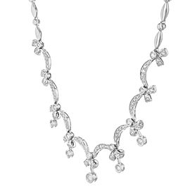 Rachel Koen Diamond 14K White Gold Tennis Wedding Day Ladies Necklace 1.25Cttw