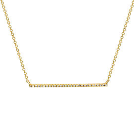 14K Yellow Gold Pave Diamond 0.08cttw Horizontal Bar Pendant 16 Inch Necklace