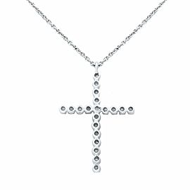 Rachel Koen 18K White Gold Diamond Cross Pendant Necklace 0.21cts