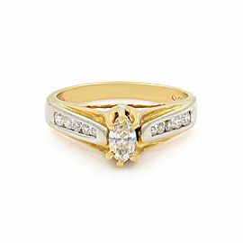 True 14K Yellow White Gold Diamond Marquise Womens Engagement Ring 0.80 Cttw