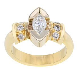 True 18K Gold Marquise Cut Diamond Engagement Womens Ring 1.06Cttw Size 7