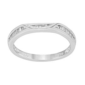 True 14k White Gold 0.22 Cttw Diamonds Ladies Wedding Band Size 7.25