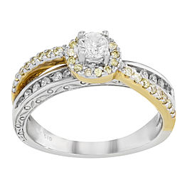 True 14K White Yellow Gold Diamond Accented Womens Engagement Ring 0.60 Cttw